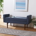 thumbnail image 2 of SAFAVIEH Henri Mid-Century Cushioned Bench, Navy/Walnut, 2 of 9