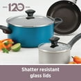 thumbnail image 3 of Farberware Dishwasher Safe Nonstick 6 Quart Nonstick Jumbo Cooker Chef's Pan / Saute Pan with Tempered Glass Lid and Helper Handle, Aqua, 3 of 9