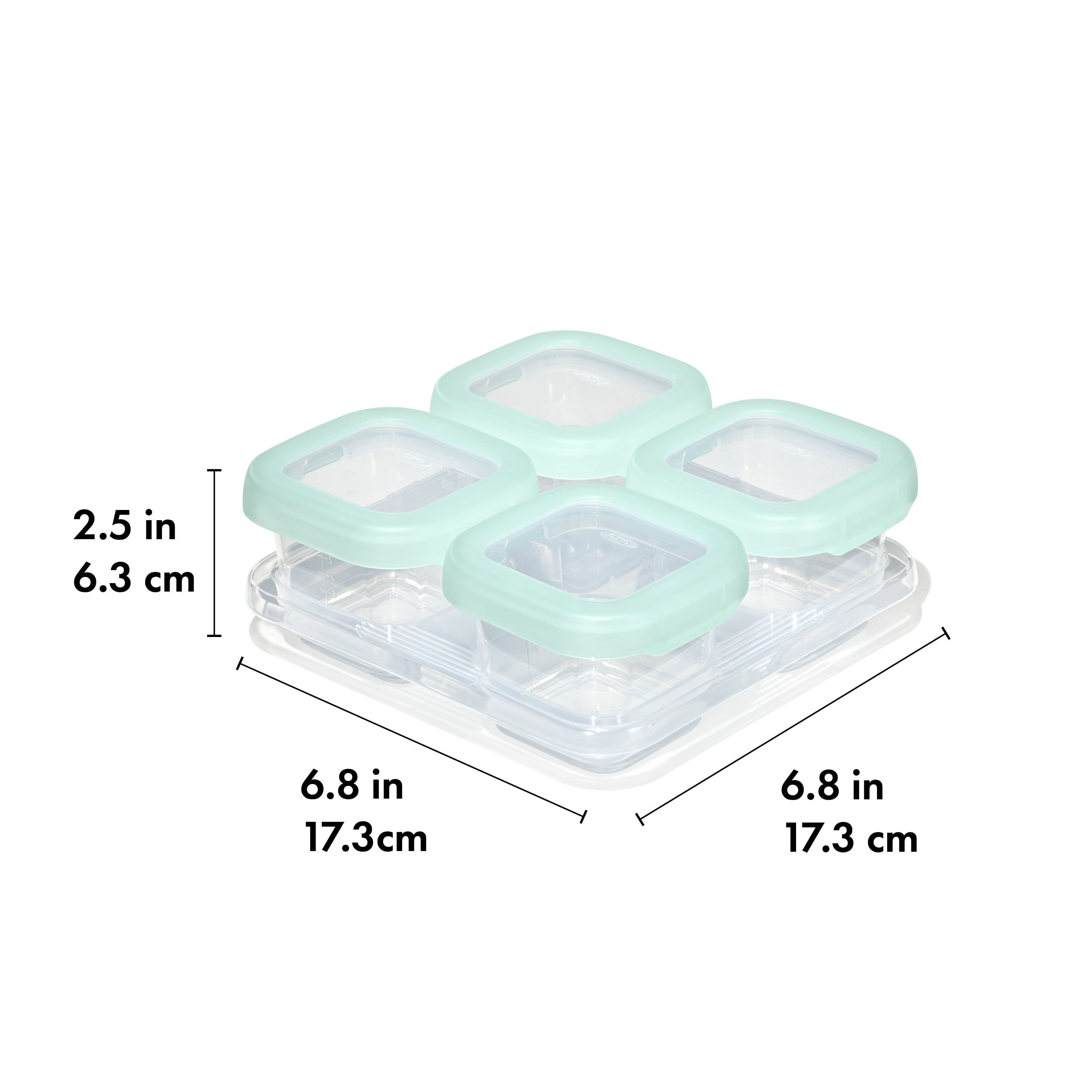 OXO Tot Baby Blocks Food Storage Container Set, 2 oz. & 4 oz., Opal, 12-Pack, For Infants Ages 0-12 Months