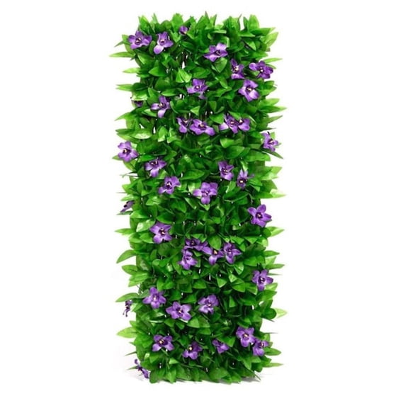 LAMIRO Artificial Fence Expandable Privacy Screens Purple Flowers Realistic Design