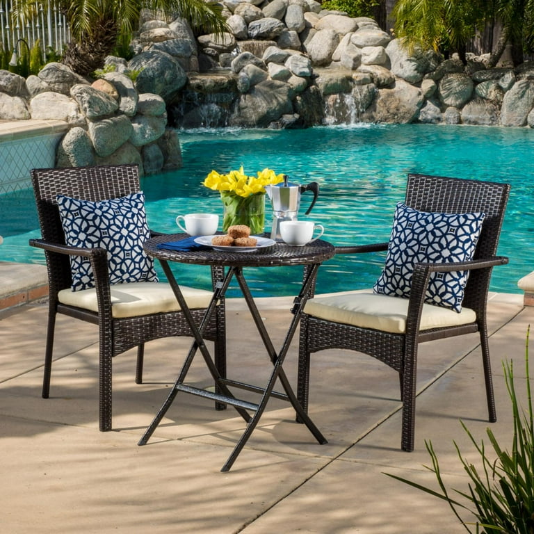 Margaret Wicker 3 Piece Round Outdoor Bistro Set Walmart