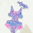 thumbnail image 4 of GYRATEDREAM Toddler Baby Girls One Piece Swimsuits Kids Mermaid Scale Print Quick Dry Cut Out Beach Bathing Suit Beach Swimwear for 2-7 Years, 4 of 8