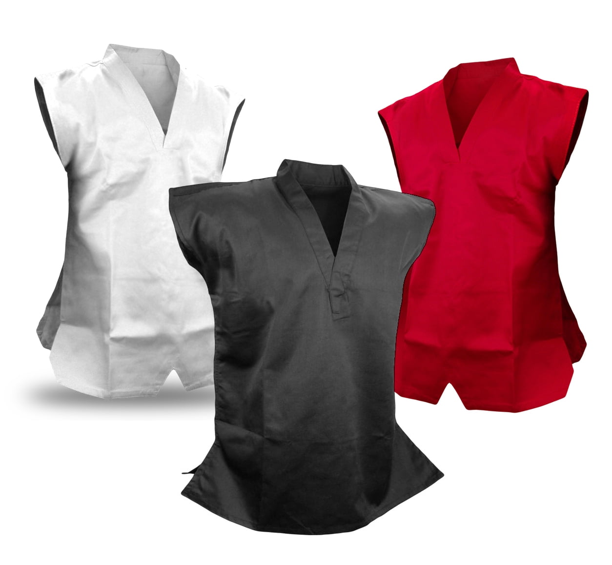 Martial Arts Uniform Sleeveless Gi Top for Karate Taekwondo Black/White/Red 