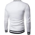thumbnail image 7 of YUGYXL Men's V Neck Sweatshirt Casual Athletic Sweater Shirts Fall Long Sleeve Contrast Color Pullover Top for Men White L, 7 of 7