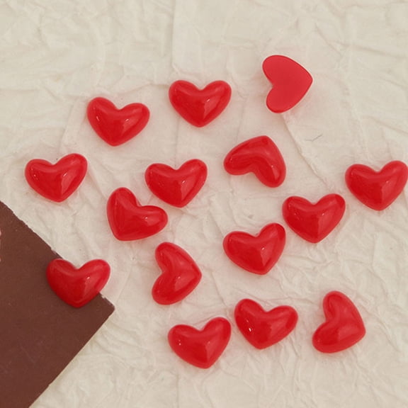 STRANDCHIC Valentines Day Resin Accessories Heart Charms Red 20Pcs