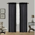 thumbnail image 2 of 2-piece semi-sheer, black, faux silk, see-through curtain panels with textured design rod pocket., 2 of 6