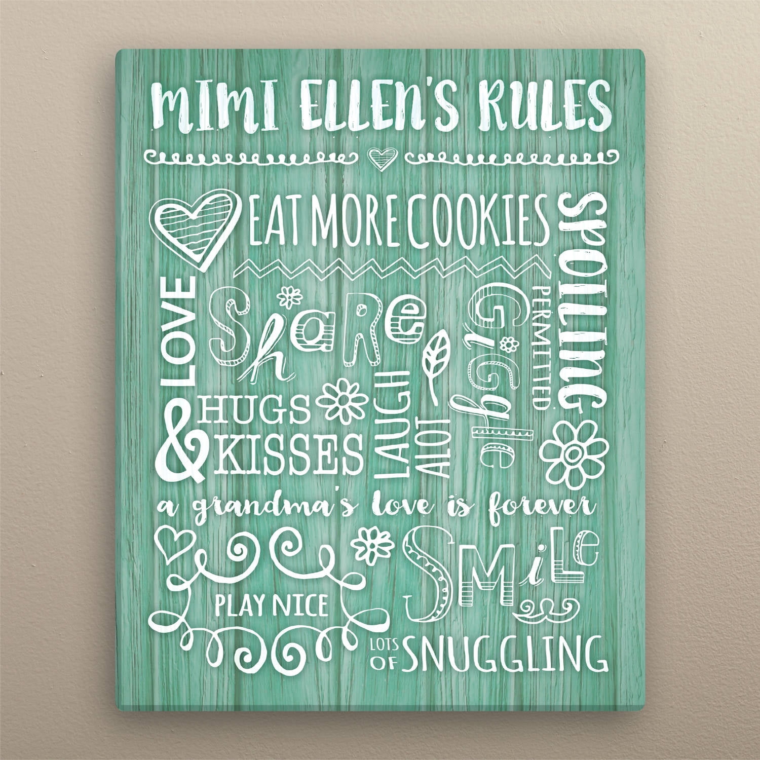 Gift for Grandma Canvas - Personalized Grandma's Rules 11" x 14"
