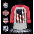 thumbnail image 2 of Shop4Ever Men's Patriotic American Flag 4th of July Raglan Baseball Shirt XX-Large Heather Grey/Red, 2 of 4