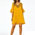 thumbnail image 3 of TaTaai Women Spring Summer Polka Dot Chiffon Ruffle Long Sleeve Midi Dress Casual Elegant Flowy Lightweight Fabric Breathable Comfortable Daily Wear Dress Gift, 3 of 5