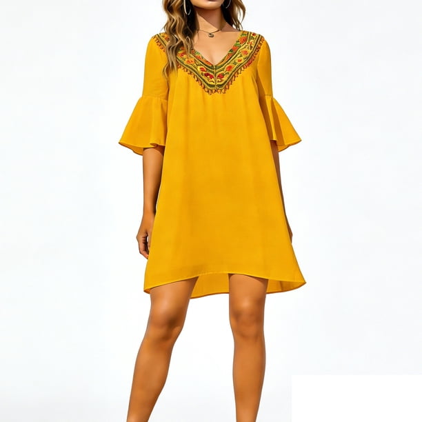 Vestido de Manga Ruffle Polka Chiffon Manga Larga Casual Cómodo Y Elegante para las Mujeres Primavera Verano Uso Diario