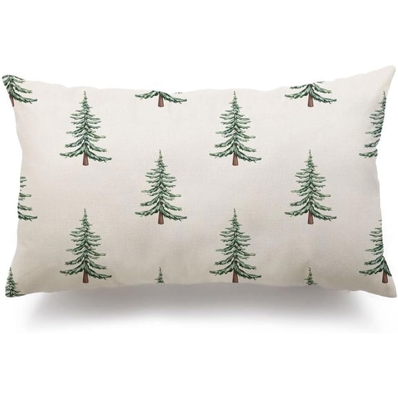Christmas Pillow Covers 12x20 inch Christmas Tree Decorative White Throw Pillow Covers Winter Famliy Decoration for Home Couch 040