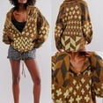 thumbnail image 4 of PUWEI Women's Knit Graphic Print Cardigan Long Sleeve Button Down Sweater Oversized Y2K Coat, 4 of 7