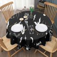 thumbnail image 3 of Black Halloween Witchy Symbols Round Tablecloth 60"x60",Wrinkle Wipeable Table Cloth for Kitchen Dining Room Picnic Patio Party, 3 of 6