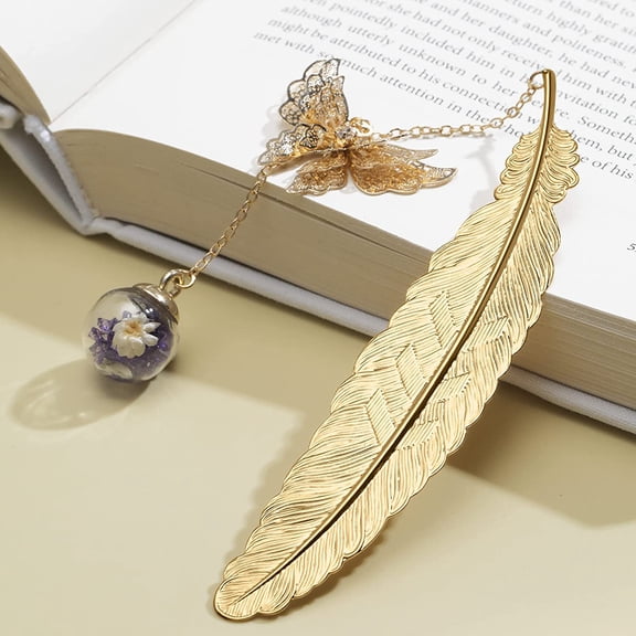Metal Butterfly Feather Bookmark – Gifts for Teachers Women Readers Book Lovers (No Gift Box)