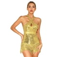 thumbnail image 2 of Alvivi Latin Dance Leotards for Women Sequin Leotard Jazz Dance Costumes Ballroom Dancing Outfits Gold S, 2 of 7
