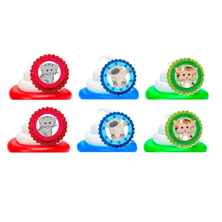 Cupcake Decorating Rings - Cute Kitty Kitten Cat Easy Toppers Cupcake Decoration Party Favor Rings -12pk