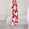thumbnail image 3 of Fuzoiu Red Cross 1 Print Women's Long-Sleeved Pajama,Lounge Button Down Nightwear,Womens Notch Collar Pajama Set-XX-Large, 3 of 7