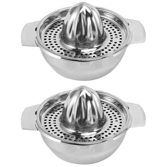 2X Stainless Steel Juice Reamer Glass Manual Juicer Orange Lemon Squeezer,2X Orange & Lemon Fruit juice extractor,silver