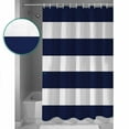 thumbnail image 4 of Navy Blue Stripe Shower Curtain, 60" x 72", Simple Style White Striped Waterproof Bathroom Curtain Washable Shower Curtain Set with 12 Hooks, 4 of 6