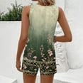 thumbnail image 5 of WTOBBY Summer Women's Fashion Two Piece Outfit Vintage Floral Print Vest Sleeveless Top and Shorts Set Comfortable and Trendy for Casual Wear ,Green XL, 5 of 6