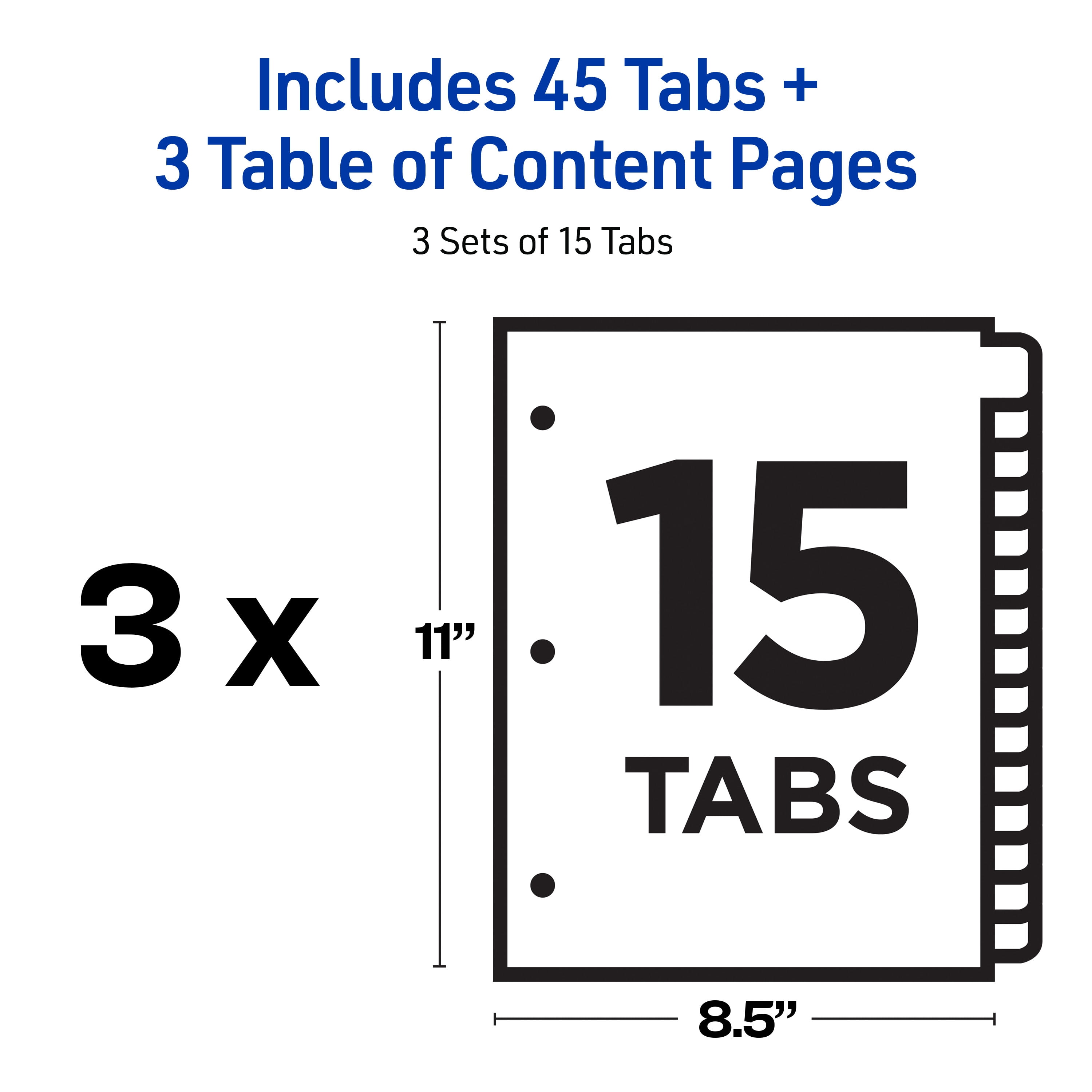 Avery Dividers, 15 Tabs, Ready Index, (3 Sets of 11074)