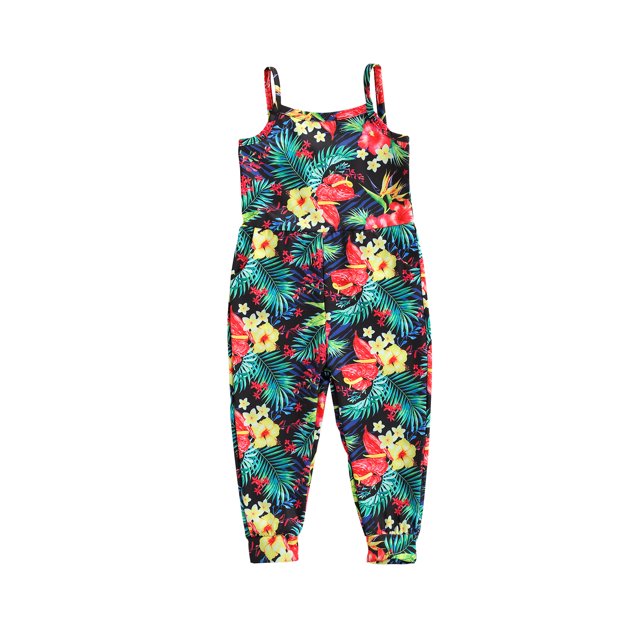 EYIIYE Tenue d'Été pour Petites Filles Combinaison à Bretelles Sans Manches Col Rond