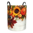 thumbnail image 2 of Balery Thanksgiving With Autumn Round Laundry Basket with Handles Waterproof Freestanding Laundry Hamper for Clothes Toys in the Dorm and Family-Small, 2 of 8