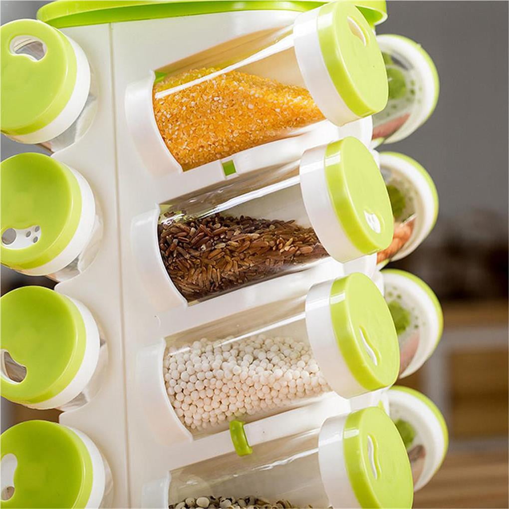 QualitChoice 16 Spice Jars Rack Round Countertop Spice Rack Rotate
