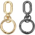 thumbnail image 1 of PATIKIL 2.2" Swivel Snap Hooks with Key Rings, 2Pcs Double Opening Metal Oval Swivel Spring Clasp Clip with O Ring for DIY Crafts Jewelry Lanyard Making, Dark Gray/Gold Tone, 1 of 6