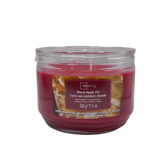Mainstays Warm Apple Pie Scented 3-Wick Glass Jar Candle, 11.5 oz