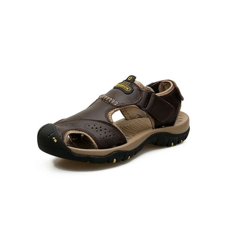 

Daeful Men Beach Shoes Closed Toe Hiking Sandal Summer Athletic Sandals Man s Non-Slip Comfortable Fisherman Dark Brown 11