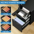 thumbnail image 4 of Fesbos Metal Mobile File Cabinet with Lock, 3 Drawer Rolling Filing Cabinets for Home Office, Fully Assembled, Black, 23.6"H*17.32"D* 14.6"W, Fits Letter/Legal/A4 Size Files, 4 of 8