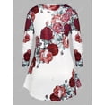 thumbnail image 2 of Camiseta de Túnica de Talla Extra con Estampado Floral de Talla Grande Rosegal Mangas largas de talla grande, 2 of 5