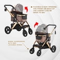 thumbnail image 2 of ENZO Pet Stroller Monza Luxury 3-In-1 Stroller, Travel Carrier, Car Seat For Pets (Gold), 2 of 7