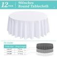 thumbnail image 2 of SHILIU-12 Pack Nappe Ronde 90 Pouces - Nappe en Polyester Blanc pour Table Ronde, Tissu Lavable Résistant aux Taches et aux Plis pour Mariage Fête Banquet Restaurant Réception, 2 of 4