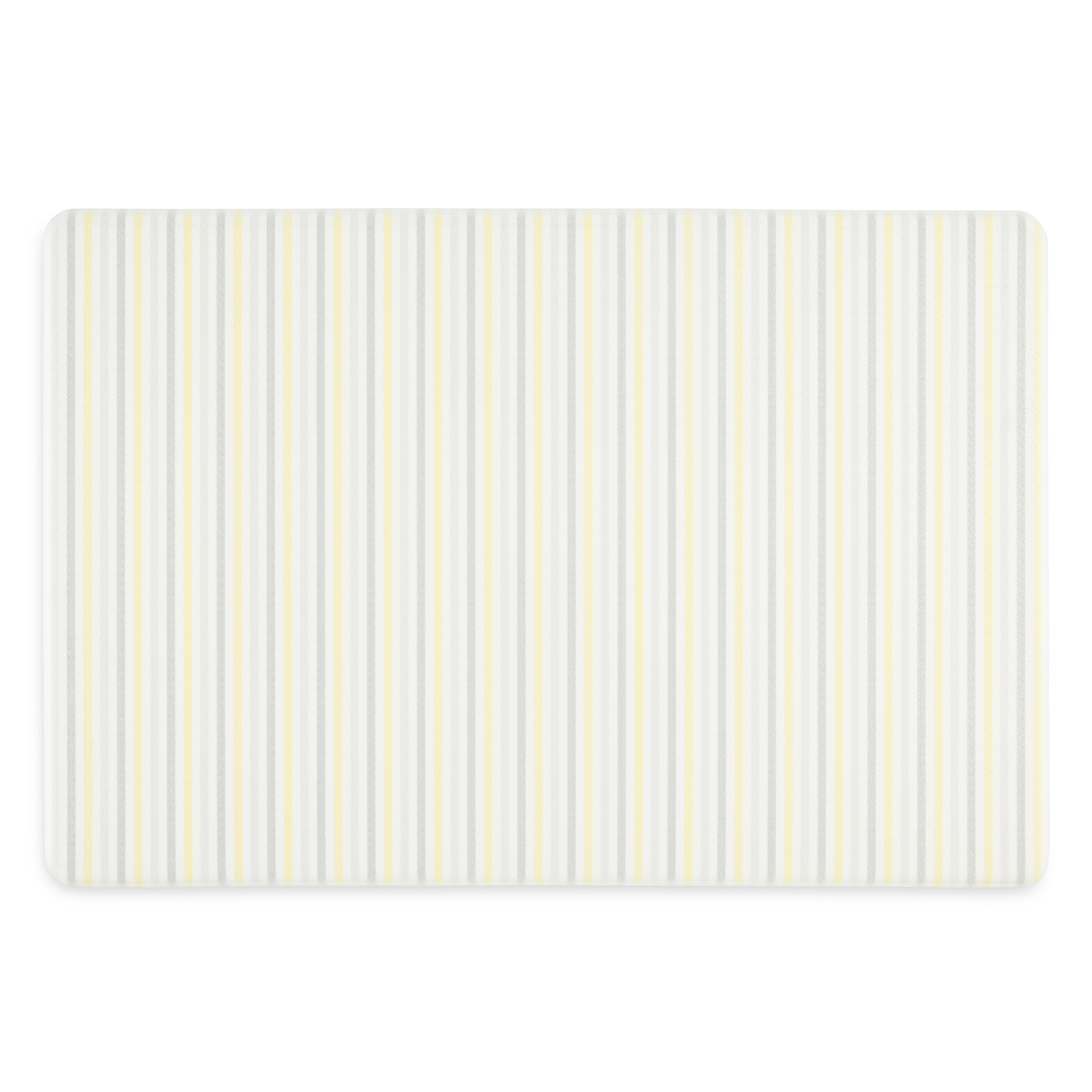 Martha Stewart Amber Floral Daisy Stripe Reverisble Water Resistant Kitchen Mat, Yellow/Coral, 20"x30"