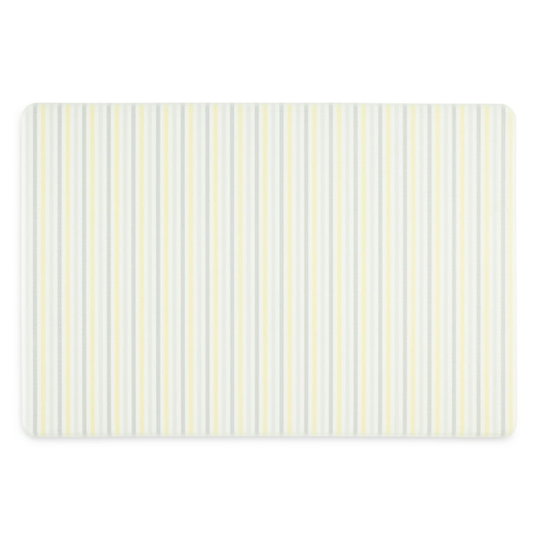 Martha Stewart Stella Ticking Stripe Slip-Resistant Kitchen Mat, Gray/Yellow, 20x36