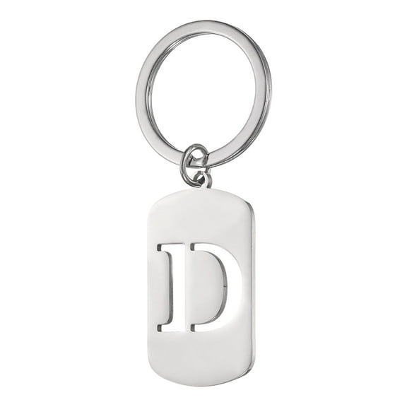 Uxcell Initial Letter Key Chain, A-Z KeyChain DIY Pendant Key Ring for Keys Purse Party Gifts, Silver (Letter D)