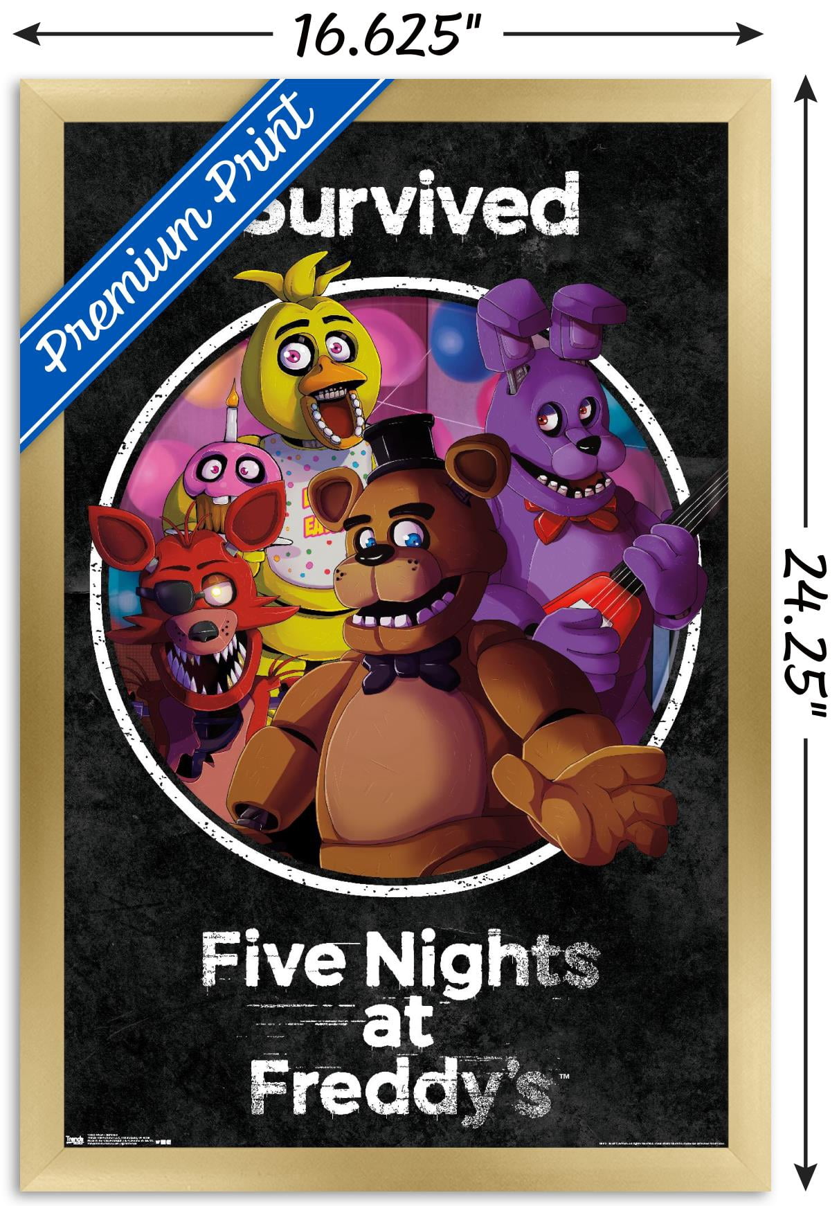 Five Nights at Freddy's - SurVived Wall Poster, 14.725" x 22.375", Framed