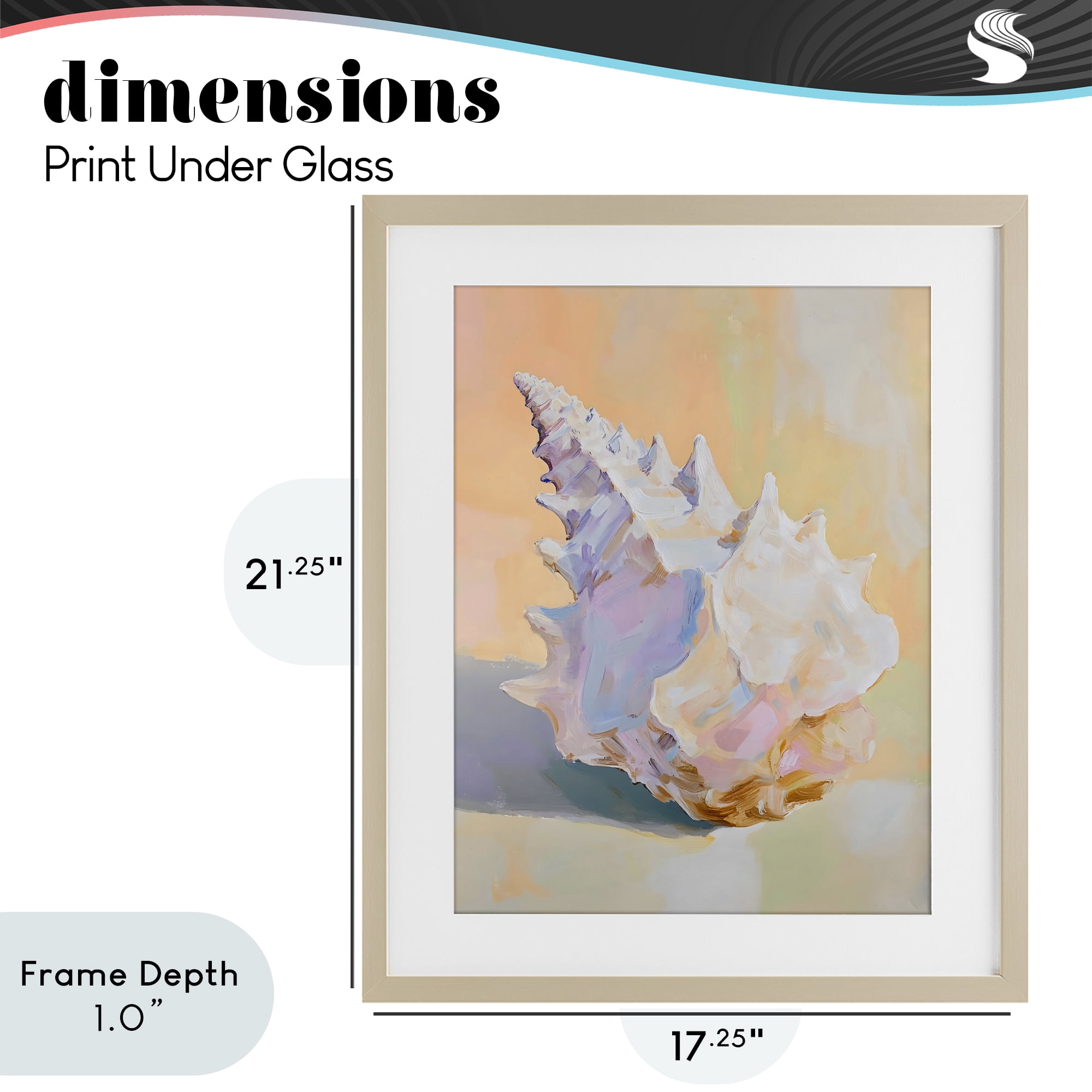 Stupell Industries Vintage Shell in Pastel Light Birch Framed Print Under Glass, design by The Prints Vibe