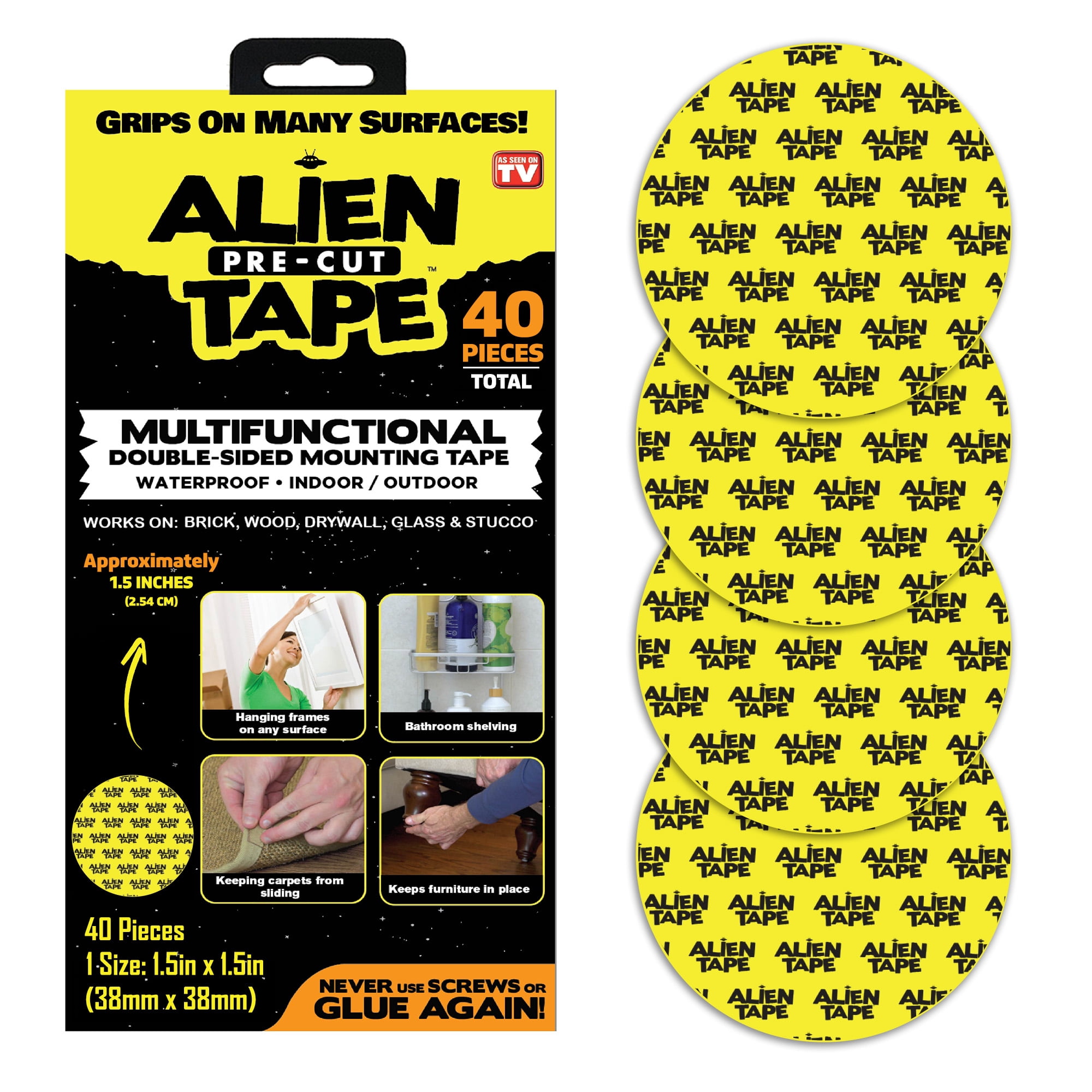 Alien Tape 10 Foot Multi-Surface Reusable Double-Sided Tape (Pack