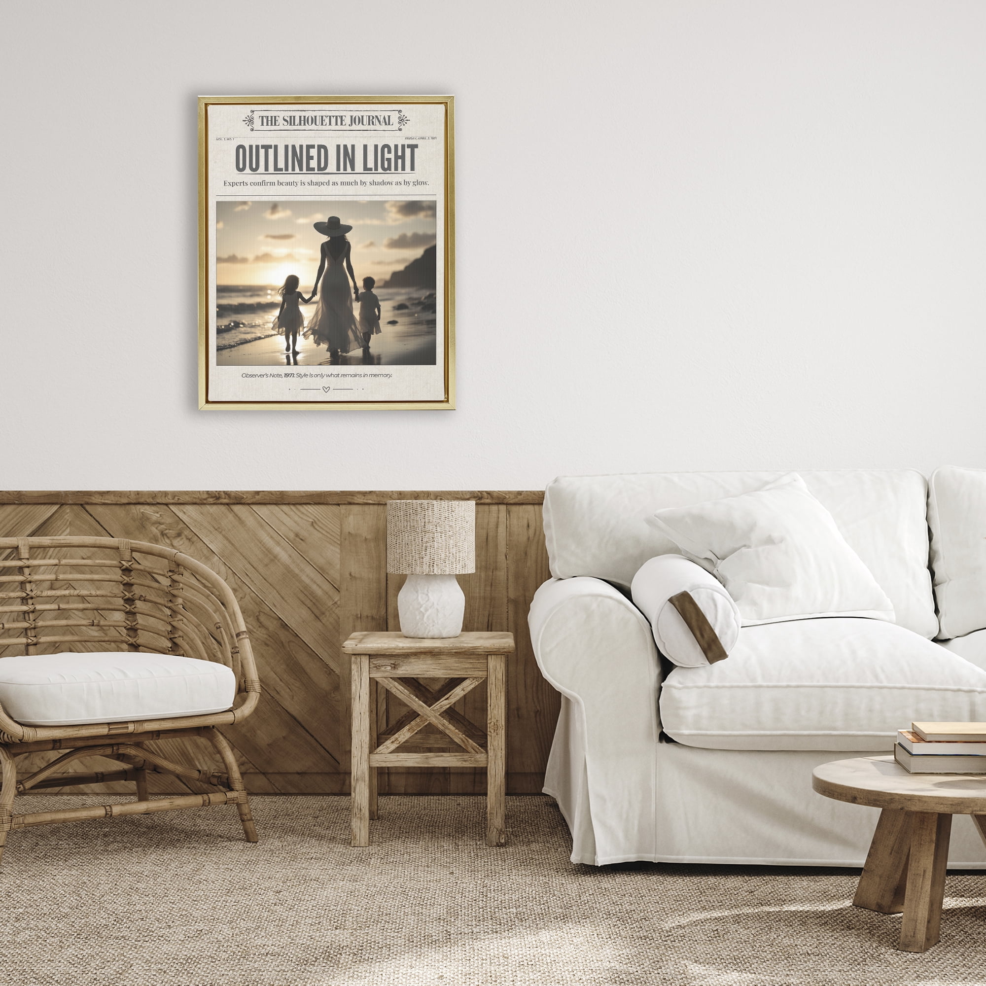 Stupell Industries Outlined In Light Newspaper Gold Framed Floater Canvas Wall Art, design by A Barefoot Stylist