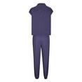 thumbnail image 4 of Lovskoo 2024 Women's Two Piece Outfits Sweater Sets Cap Short Sleeved Round Neck Knit Pullover Tops and High Waisted Pants Lounge Sets Purple M, 4 of 5