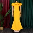 thumbnail image 3 of AURA Women's Off Shoulder Mermaid Maxi Dress Solid Color Pleated High Waist S-XXXL, 3 of 7