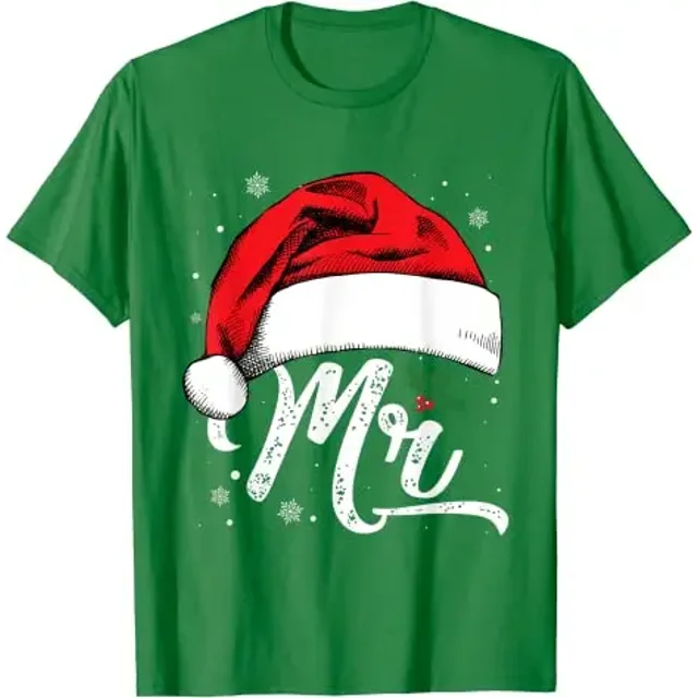 Pijama a juego de Papá Noel para hombres, camiseta de Navidad para parejas, camisetas gráficas, ropa de diseñador, harajuku