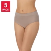 Carole Hochman Women’s Seamless Full Coverage Briefs 5-PACK, Blue/Multi Large