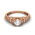 thumbnail image 1 of 5 MM Round Moissanite 925 Sterling Silver Rose Plated Blossom Design Ring, 1 of 3