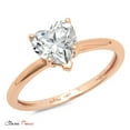 thumbnail image 6 of 1 ct Heart Cut Real Genuine Natural Diamond SI1-SI2 J-K 18K Rose Gold Solitaire Promise Wedding Statement Engagement Designer Ring size 10.5, 6 of 7