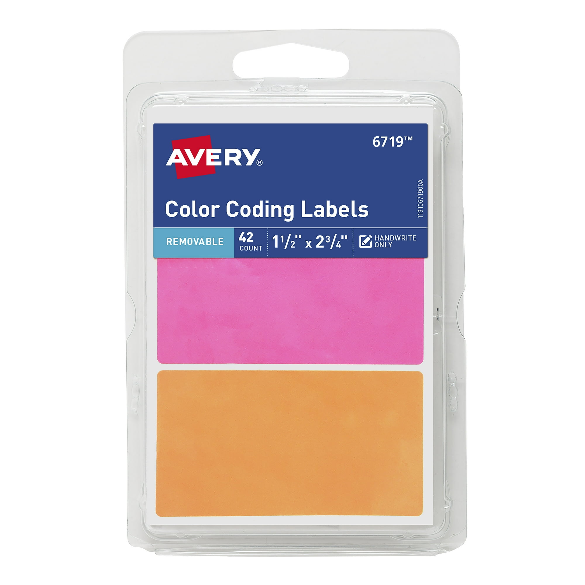 Avery Color Coding Labels, 1-1/2" x 2-3/4", Paper, Removable, Neon Colors, Handwrite, 42 Labels