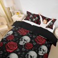 thumbnail image 3 of Homewish Hipple Sugar Skull Bedding,Romantic Red Rose Duvet Cover Full,Halloween Comforter Cover,Black Reversible,3pcs,1 Duvet Cover and 2 Pillowcases, 3 of 6